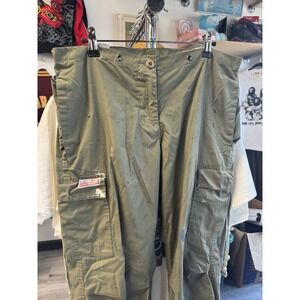 Vintage 90s UFO Parachute Army Green Cargo Flag Patch Distressed Pants Size M